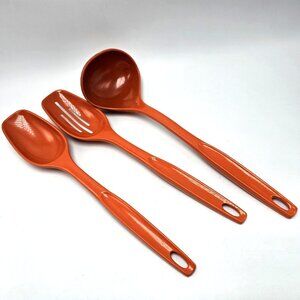 Vintage Foley Nylon Serving Ladle Spoon Slotted Lot 3 Orange Plastic